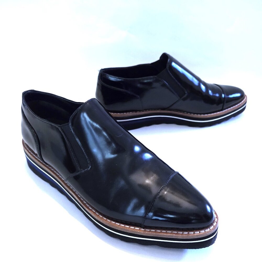 Vince Alona Black Patent Leather Oxfords Size 7.5